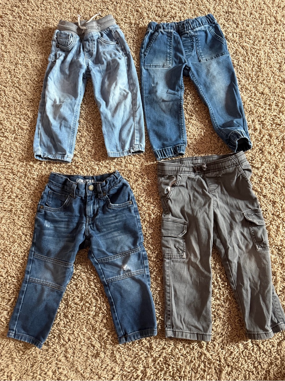 Boys 2T Jeans & Cargo Pants Lot – 4 Pairs – Mixed Brands